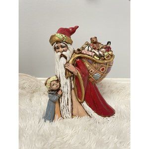 Vintage Ceramic Santa Claus Gare Mold Toy Sack Painted 10”